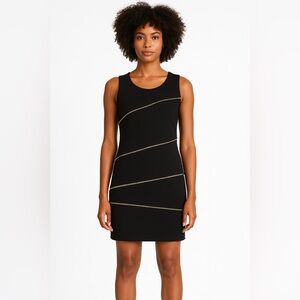 Michael Michael Kors Black Sleeveless Sheath Dress w/ Zipper Design Sz 8